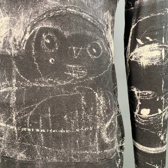 ALEXANDER MCQUEEN Size L Black White Marbled Wool Silk Crew-Neck Pullover - Picture 3 of 10